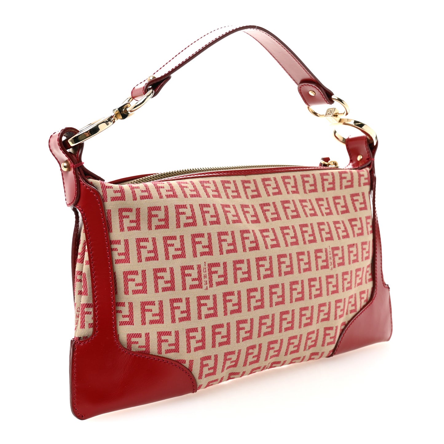 Zucchino Cuoio Small Chef Pocket Shoulder Bag Mogano Panna Rosso