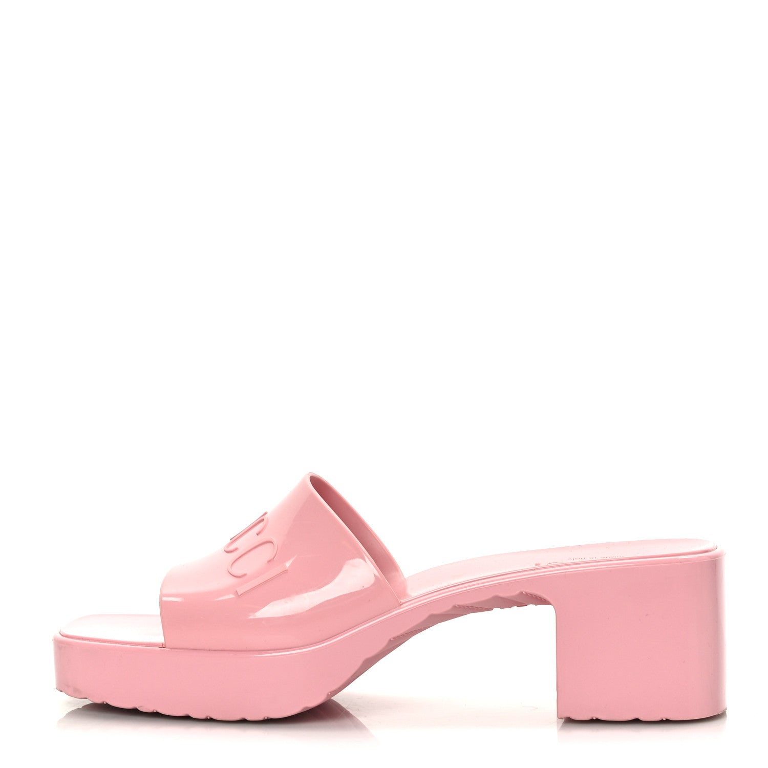 Gucci Rubber Gucci Logo Womens Platform 20/60mm Slide Sandals 37 Wild Rose 1 of 10