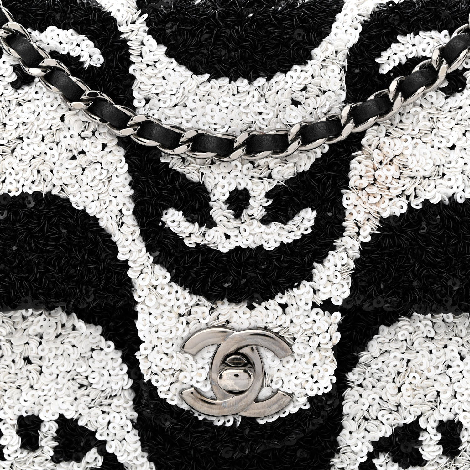 Chanel Sequin Mini Rectangular Flap Black White 8 of 11