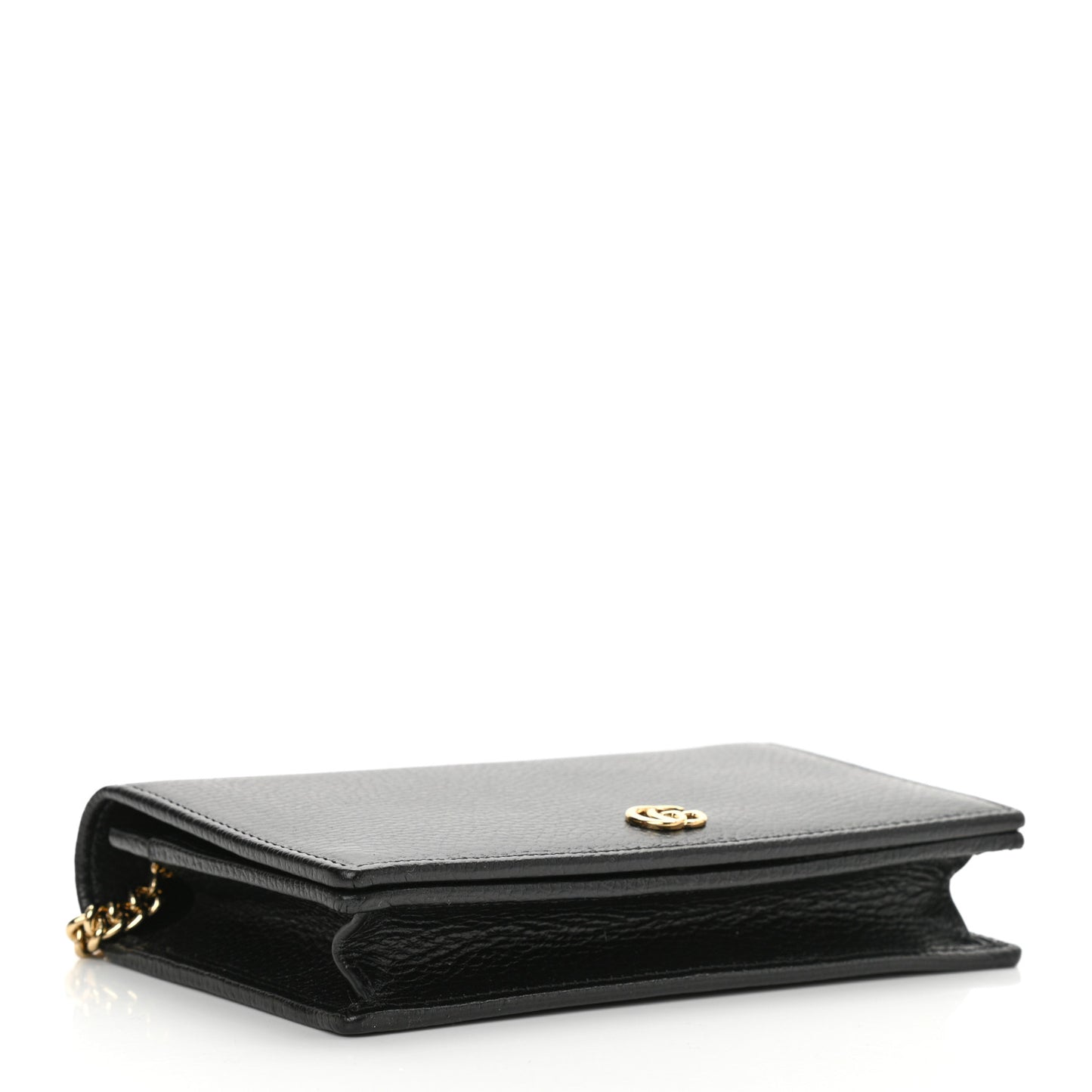 Calfskin Mini GG Marmont Chain Wallet Black