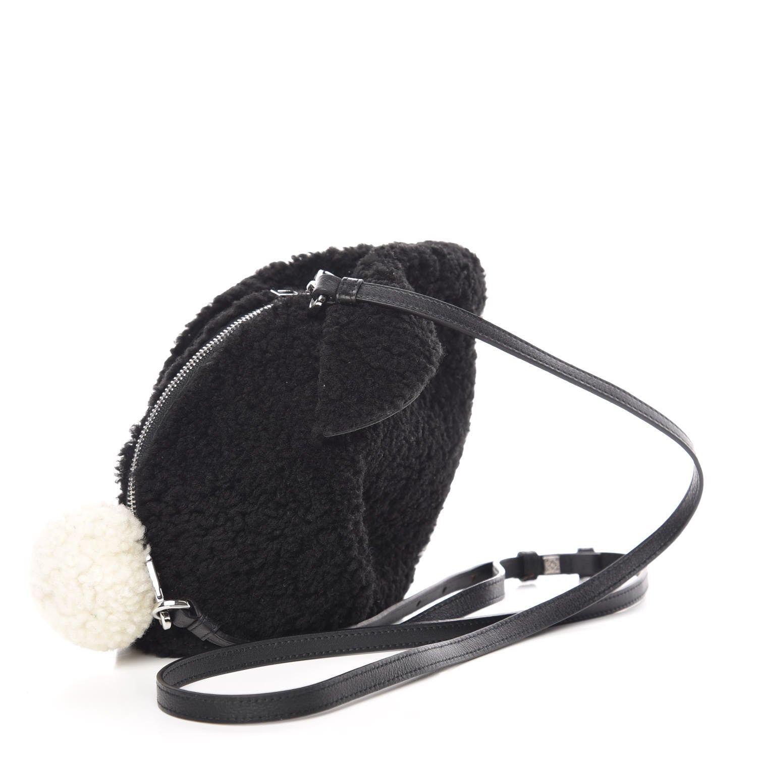 Loewe Shearling Mini Bunny Crossbody Bag Black 3 of 7