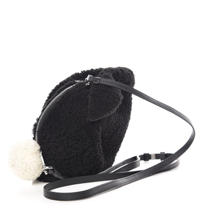 Loewe Shearling Mini Bunny Crossbody Bag Black 3 of 7