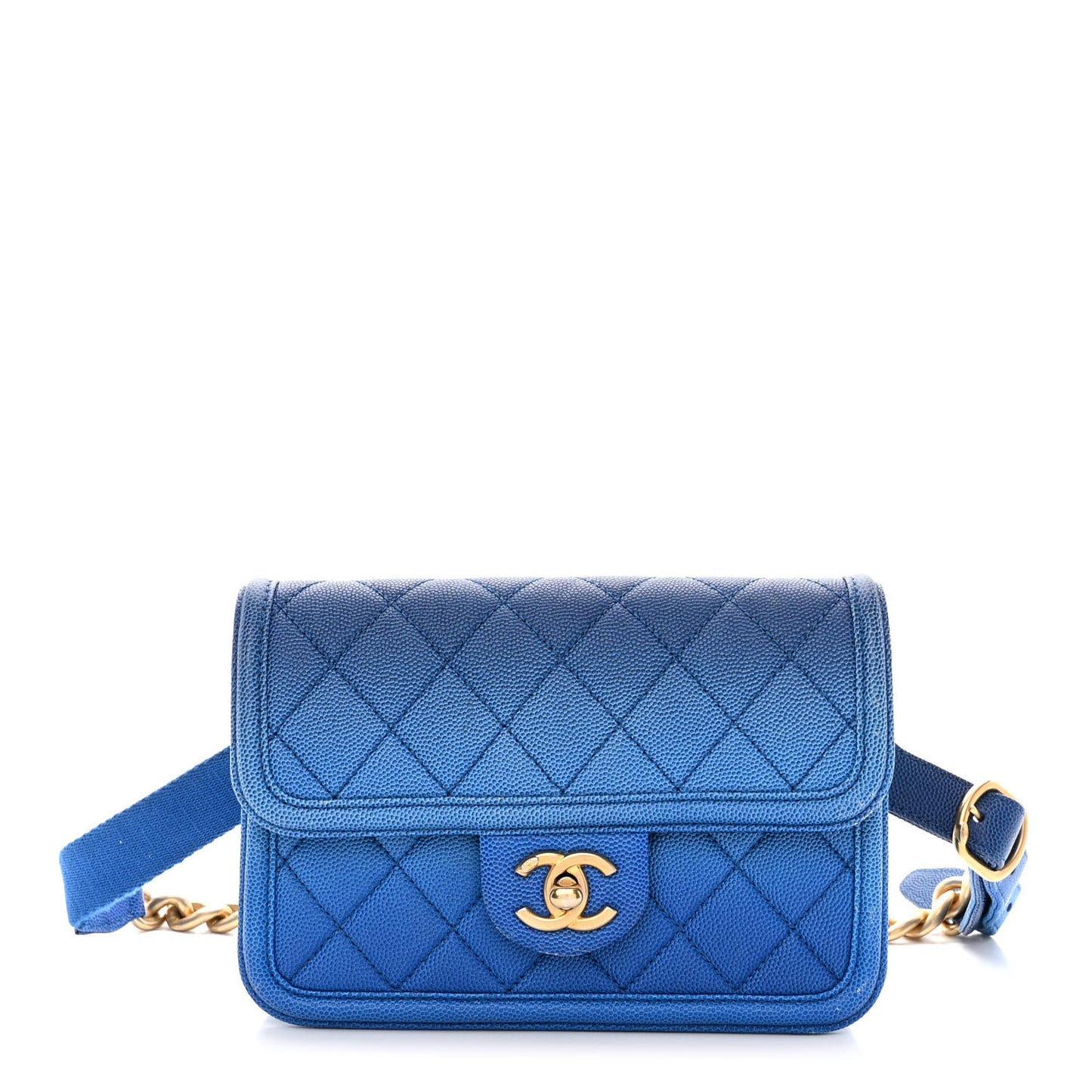 Caviar Quilted Sunset On The Sea Waist Bag Blue