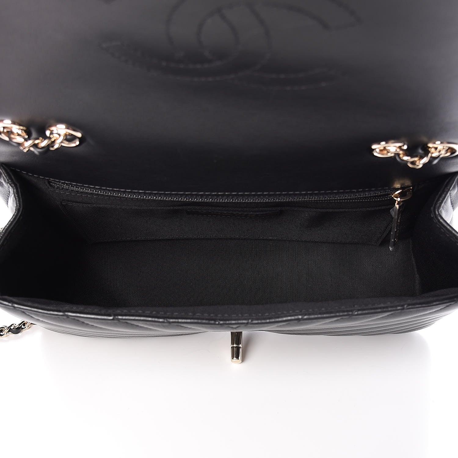 Chanel Calfskin Chevron Quilted Statement Flap Black 5 of 10