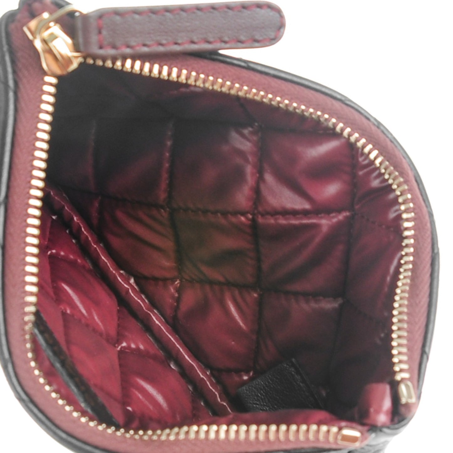 Lambskin Quilted Small Cosmetic Case Black