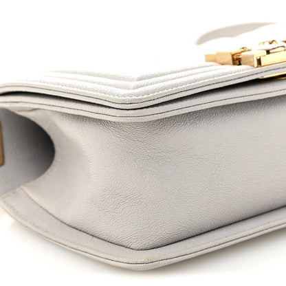 Chanel Caviar Quilted Small Boy Flap Light Grey 9 of 10