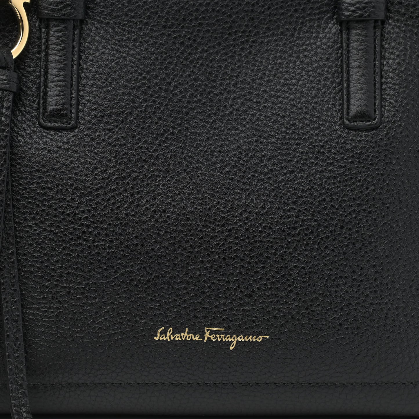 Hammered Calfskin Double Handle Small Amy Tote Black