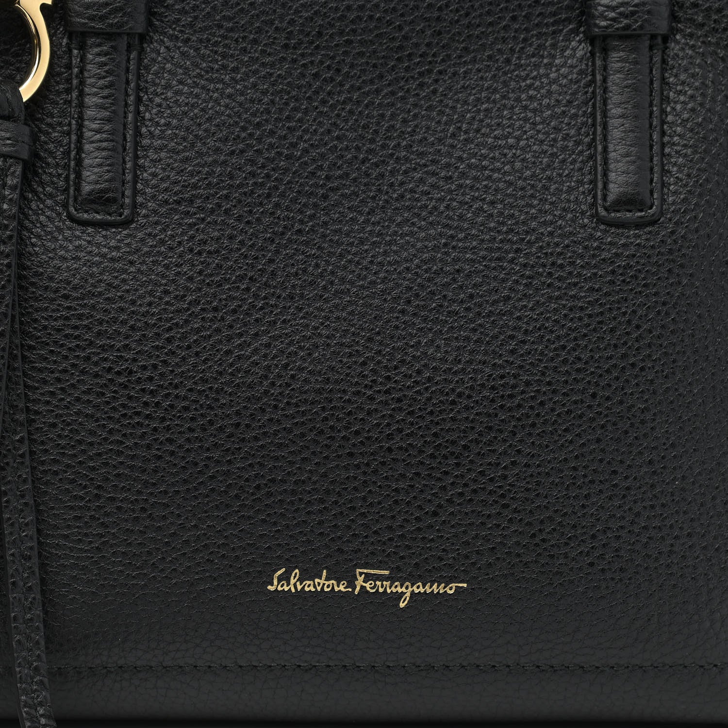 Salvatore Ferragamo Hammered Calfskin Double Handle Small Amy Tote Black 7 of 10