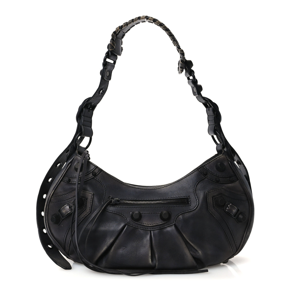 Used Calfskin Small Le Cagole Shoulder Bag Black
