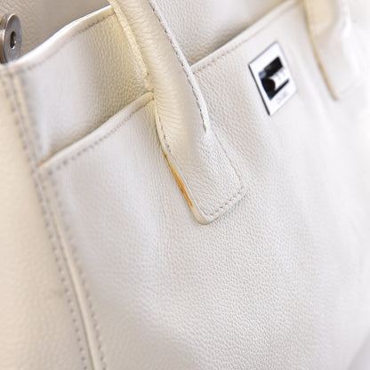 Chanel Calfskin Mademoiselle Lock Cerf Shopper Tote White 24 of 35