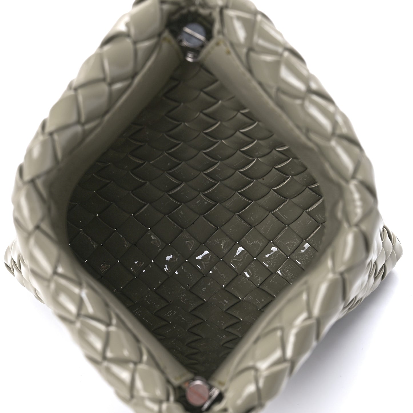 Patent Intrecciato Triangle Clutch Grey