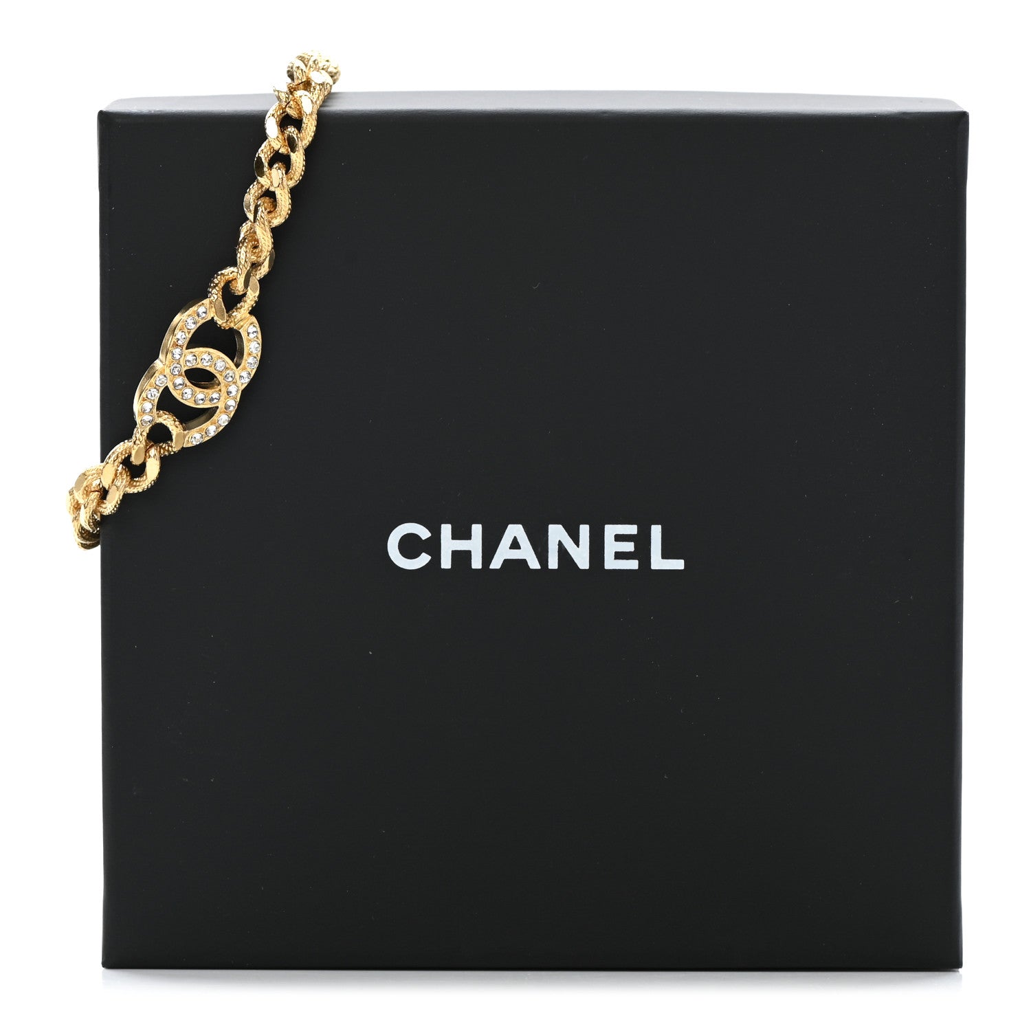 Chanel Crystal CC Chain Link Bracelet Gold 5 of 5