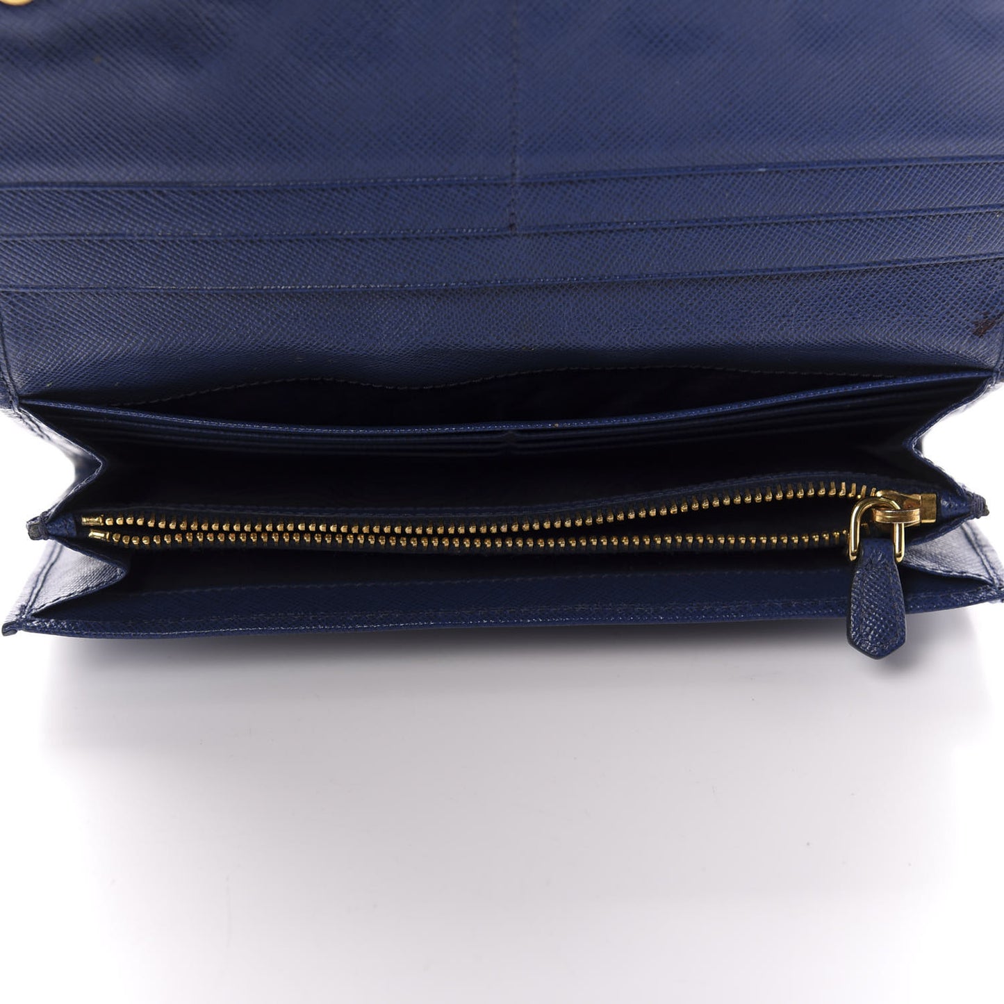 Saffiano Metal Quilted Continental Flap Wallet Bluette