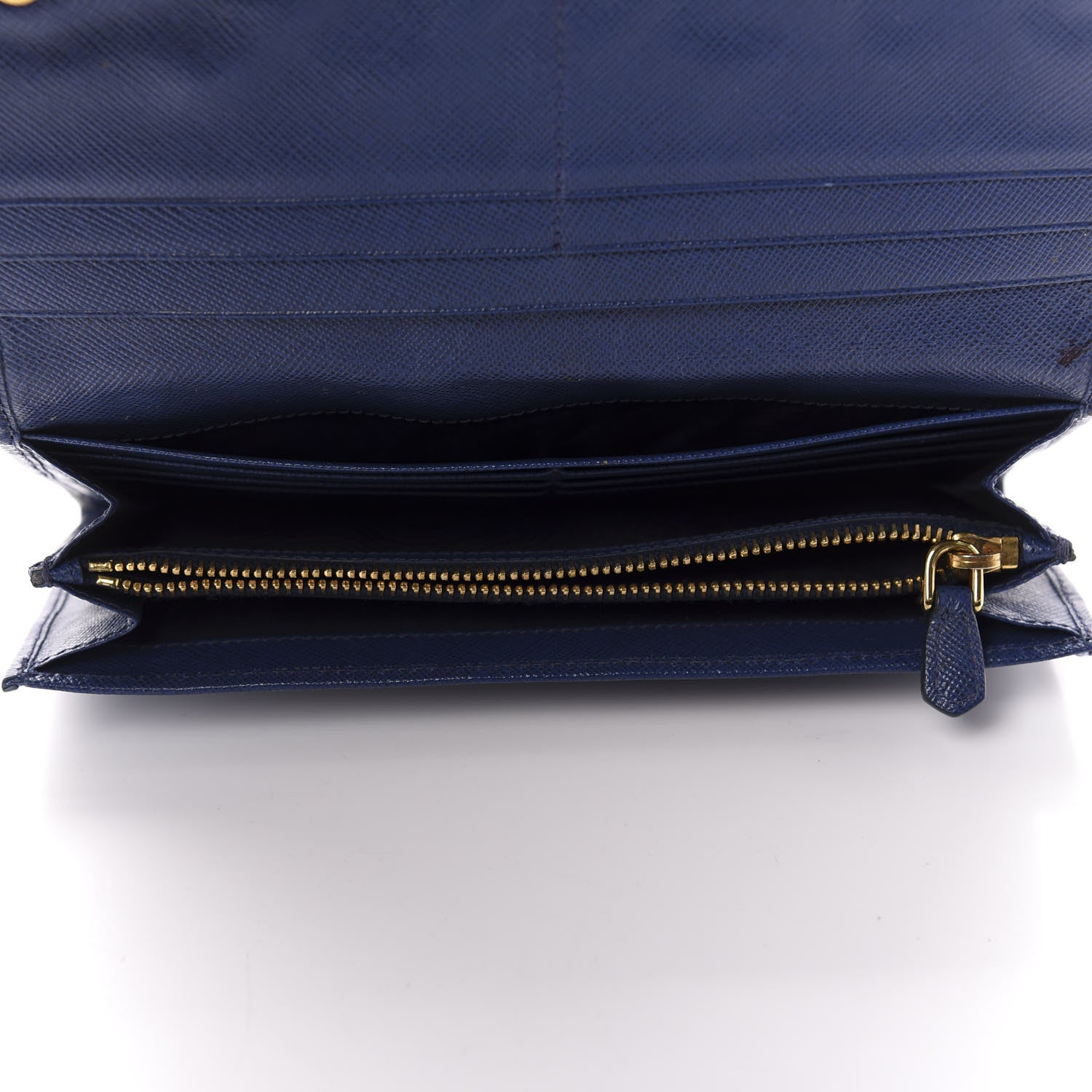 Prada Saffiano Metal Quilted Continental Flap Wallet Bluette 5 of 11