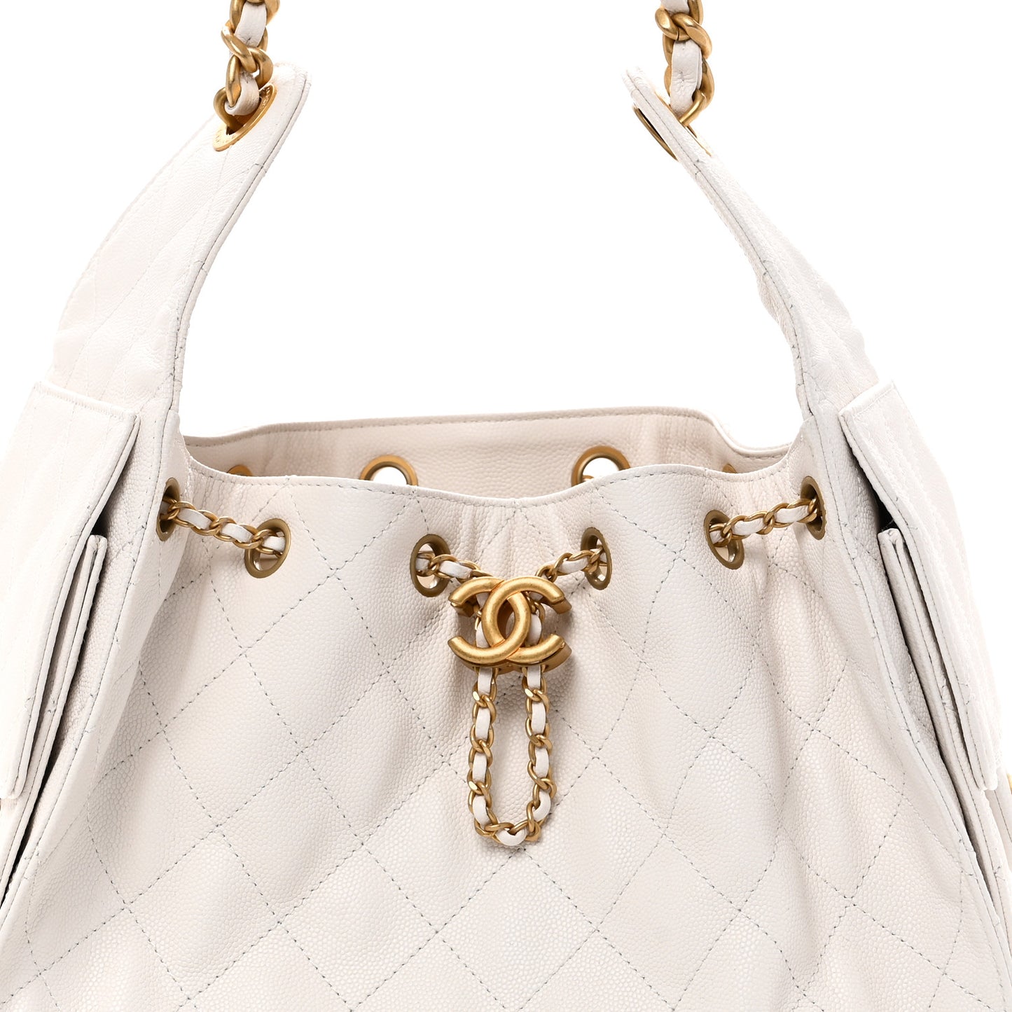 Caviar Quilted Small Chanel 25 Handbag White