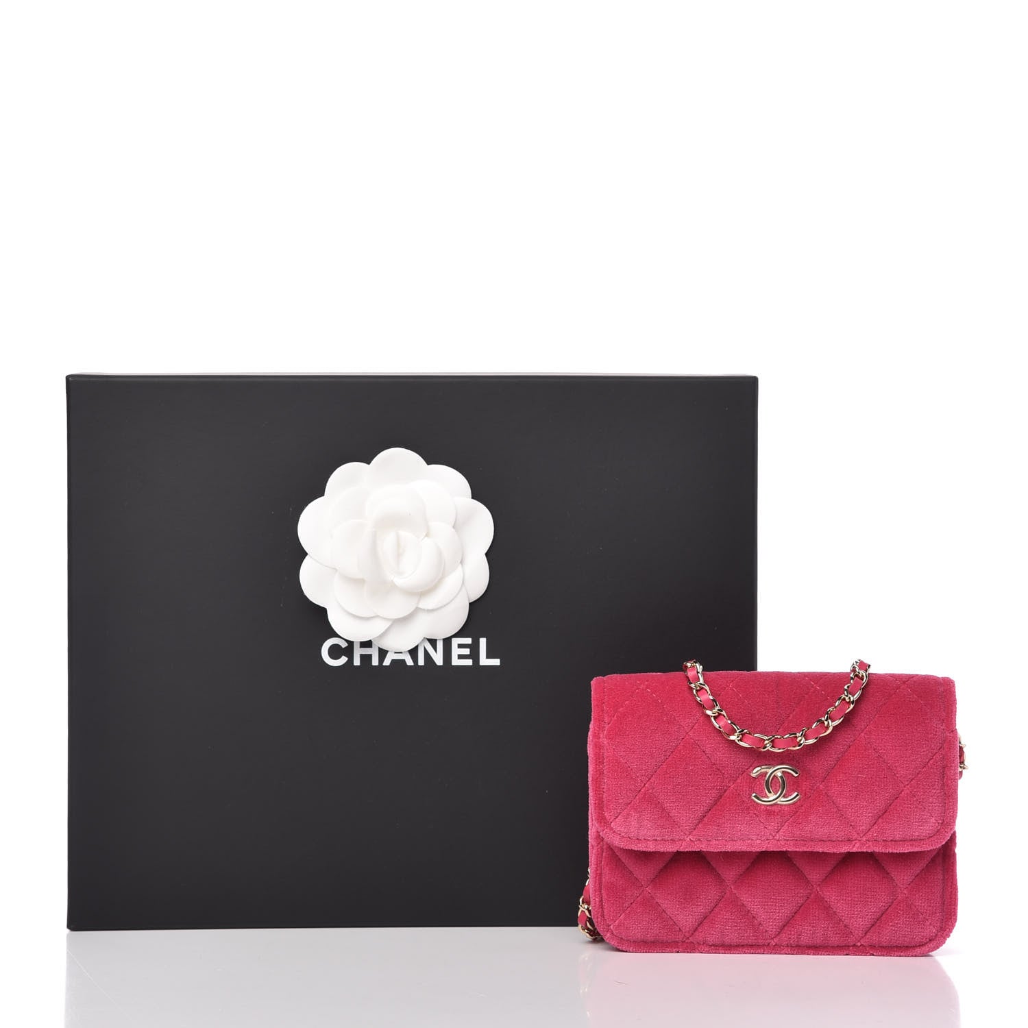 Chanel Velvet Quilted Pearl Crush Flap With Chain Pink 11 of 11