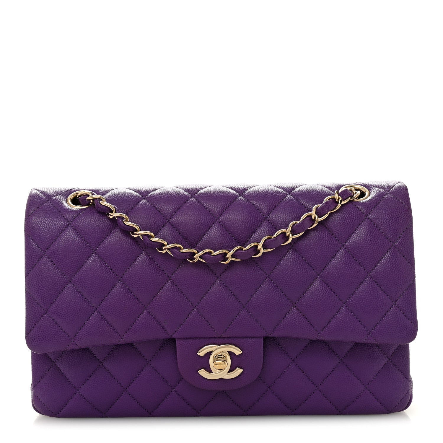 Chanel Caviar Quilted Medium Double Flap Purple 1 of 10