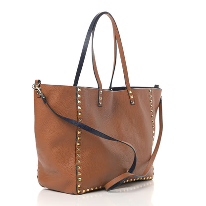 Valentino Garavani Pebbled Calfskin Medium Rockstud Reversible Tote Light Cuir Marine 4 of 13