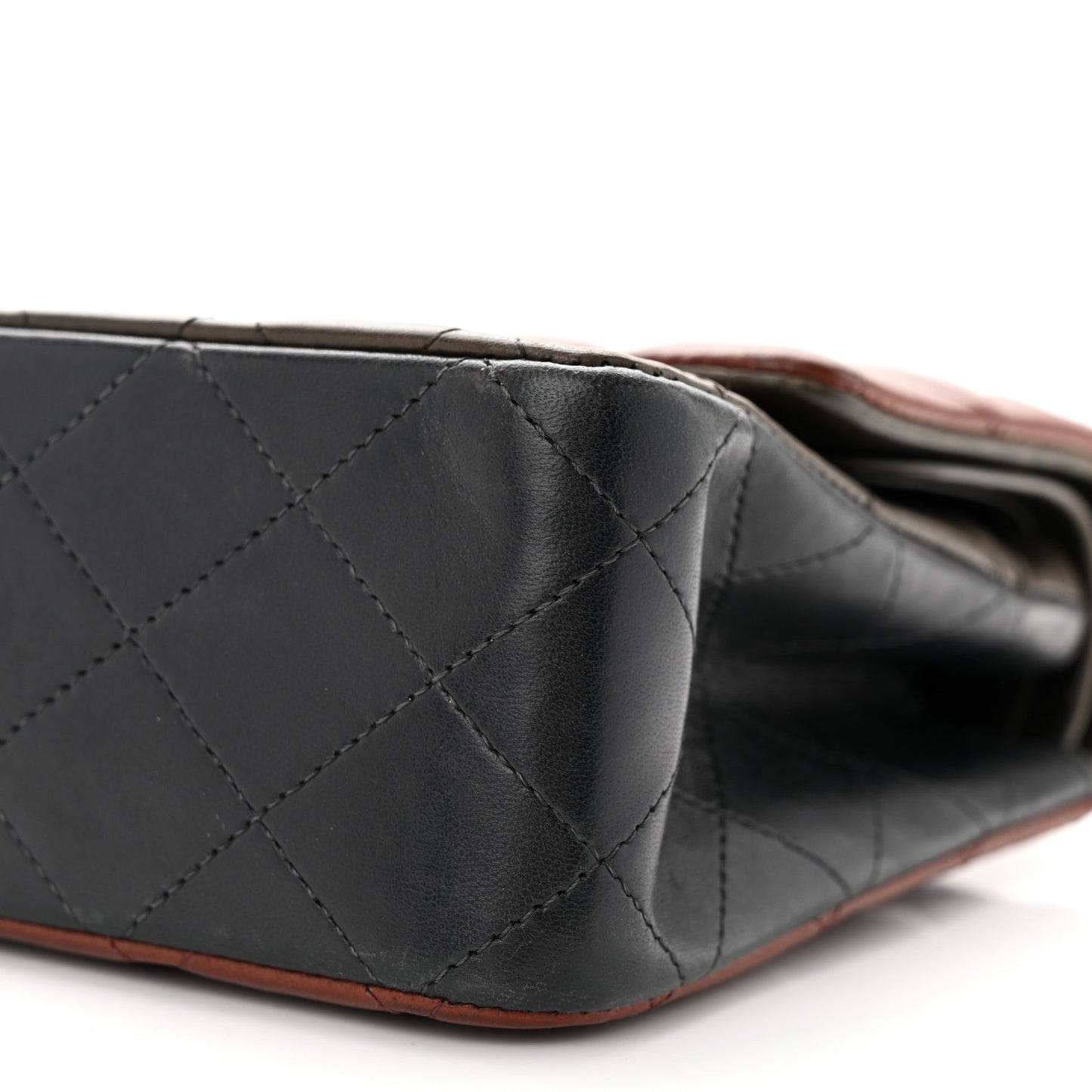 Lambskin Quilted Tri-Color Medium Double Flap Burgundy