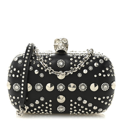 Alexander McQueen Calfskin Studded Britannia Skull Chain Clutch Black 1 of 10