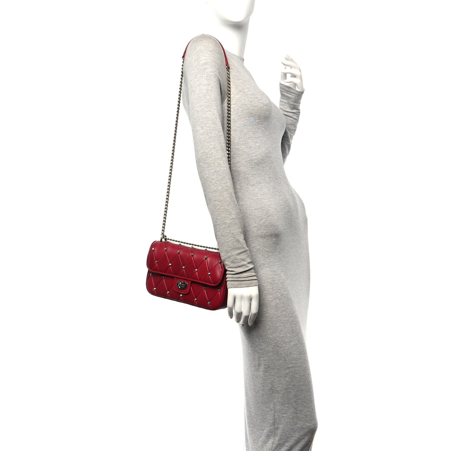 Pattina Nappa Crystal Studded Borchie Flap Bag Rubino