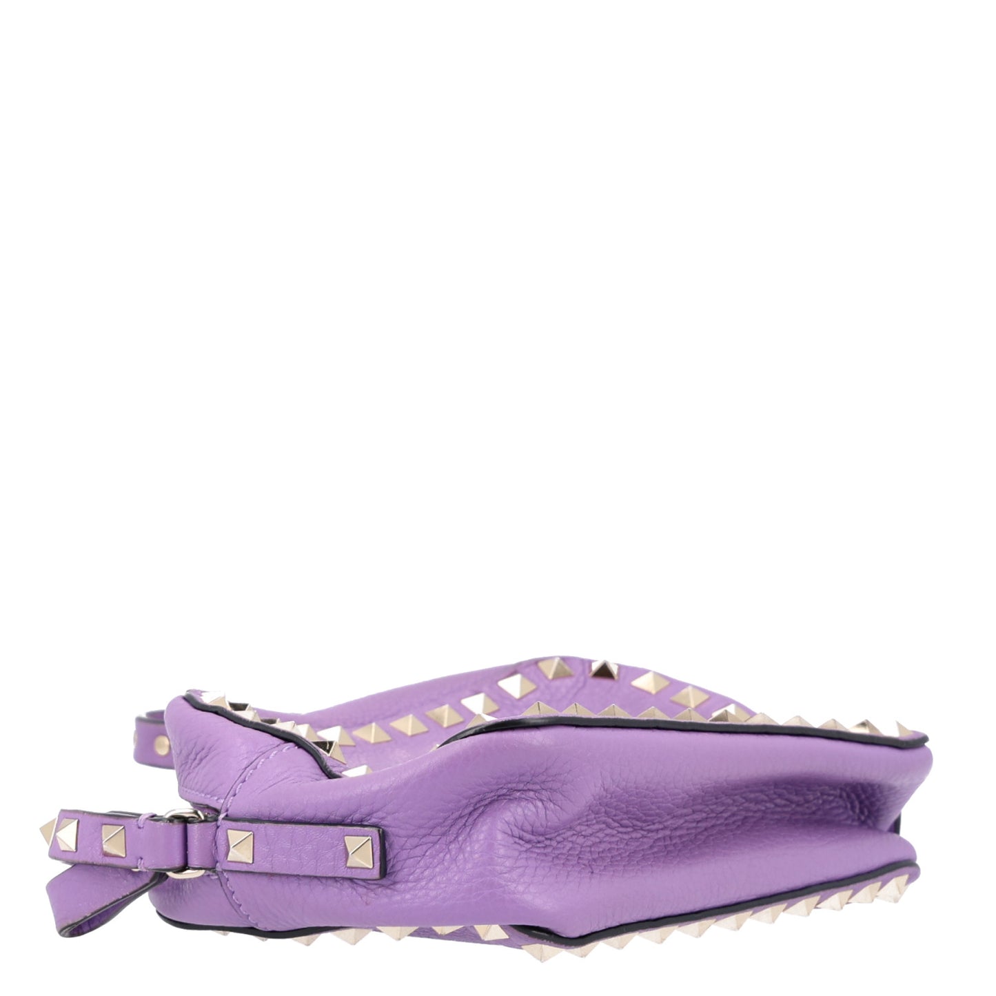Pebbled Calfskin Rockstud Camera Crossbody Bag Purple