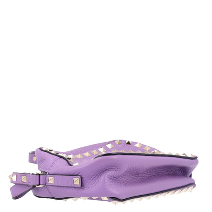 Valentino Garavani Pebbled Calfskin Rockstud Camera Crossbody Bag Purple 4 of 9
