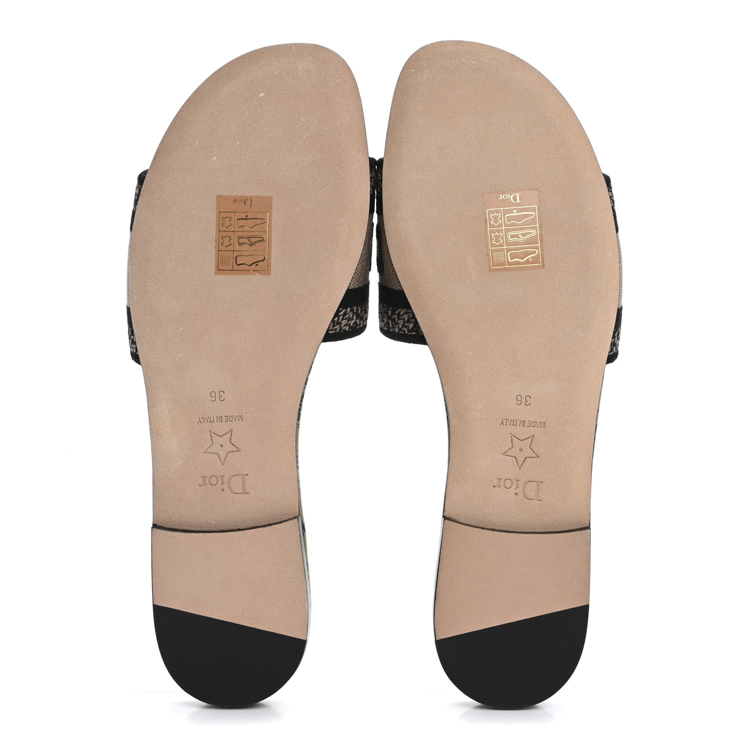 Christian Dior Canvas Embroidered Libellule Camouflage Dway Flat Slide Sandals 36 Natural Black 6 of 10