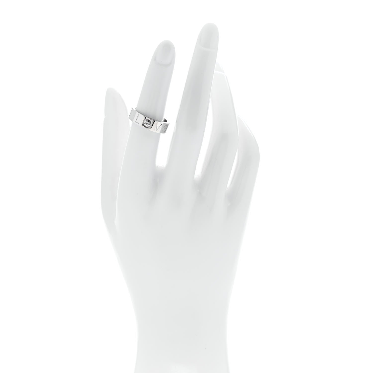 Cartier 18K White Gold Diamond 5.5mm Christmas LOVE Ring 51 5.75 2 of 4