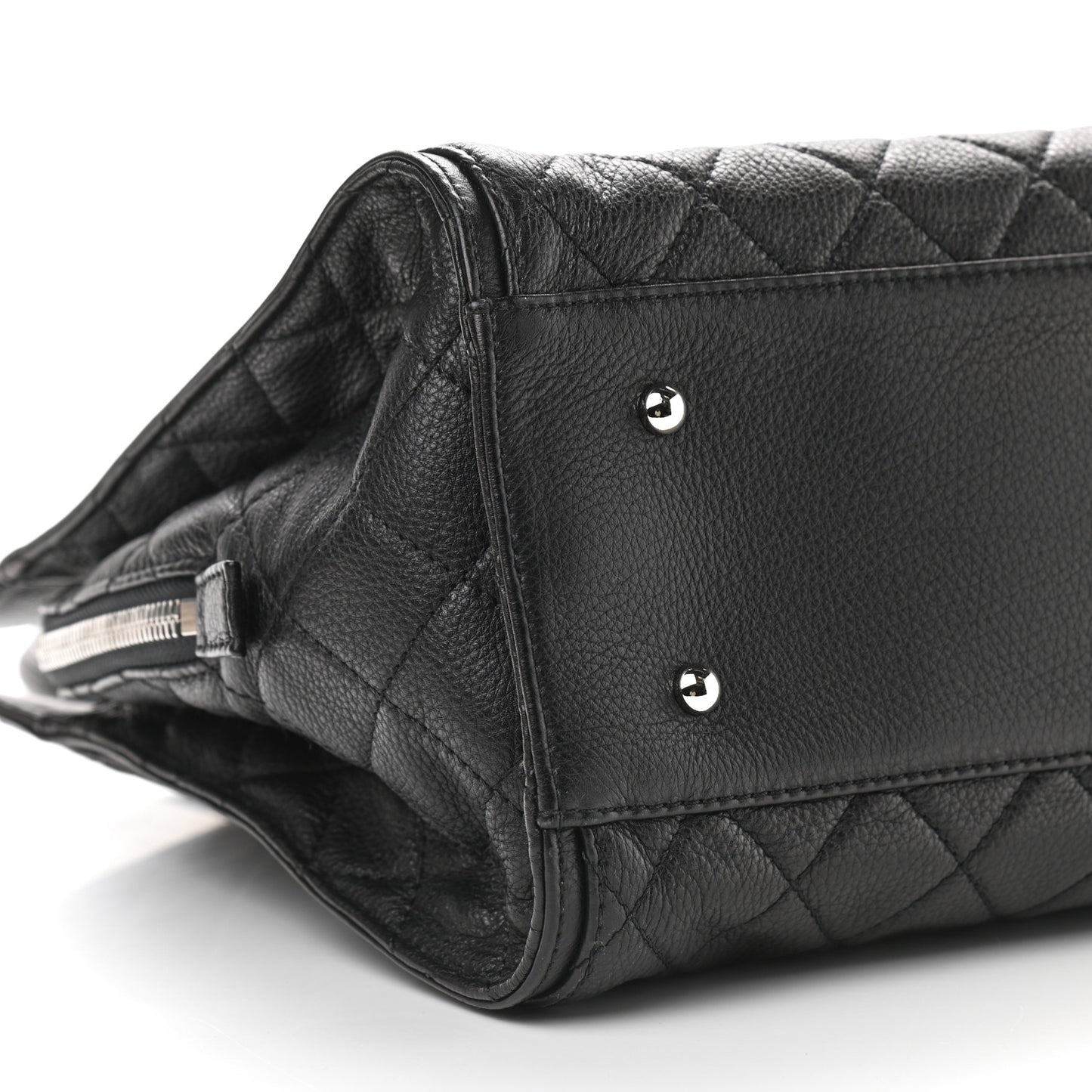 Calfskin Quilted Shopping Tote Black