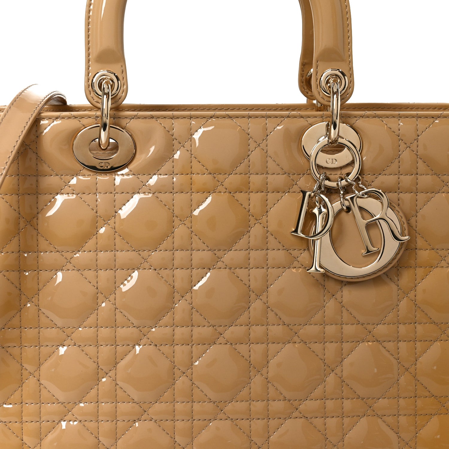 Christian Dior Patent Cannage Large Lady Dior Beige 8 of 11