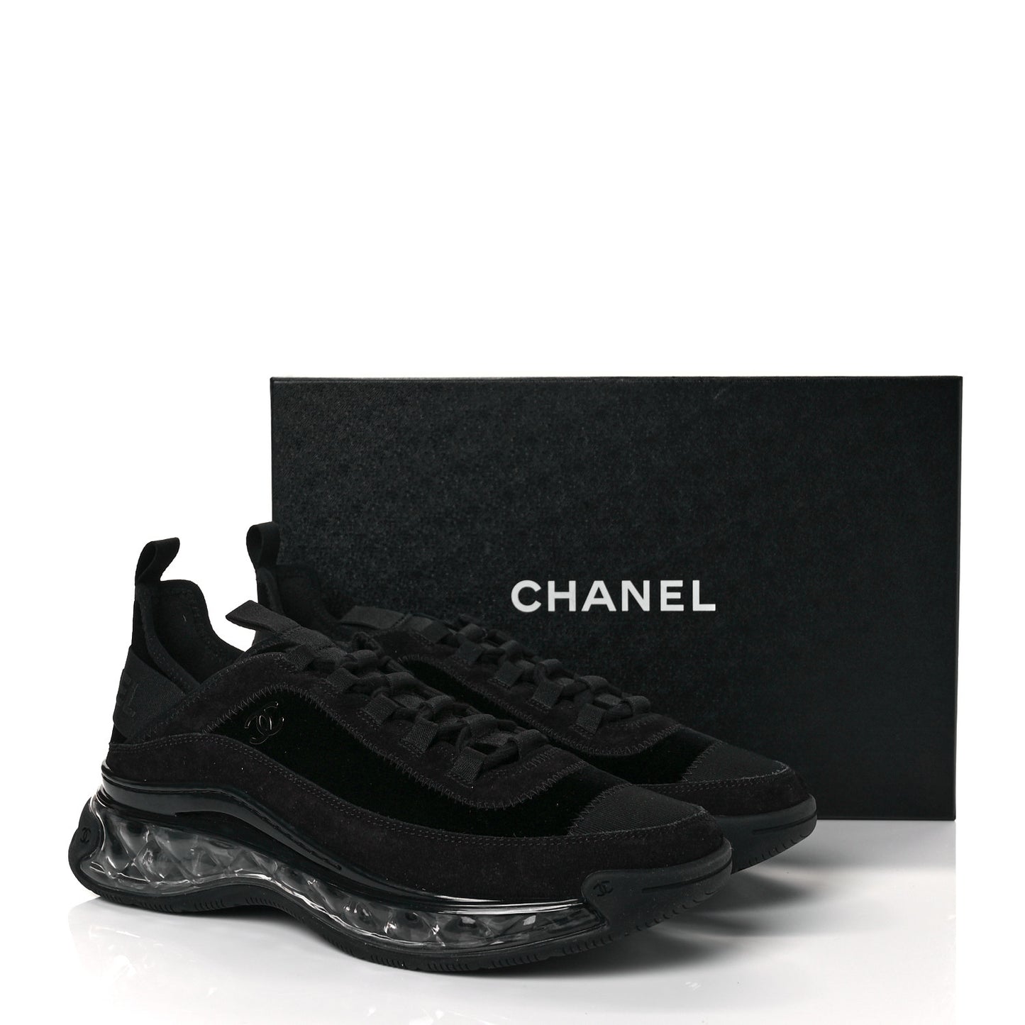 Suede Calfskin Velvet Grosgrain CC Sneakers 39.5 Black