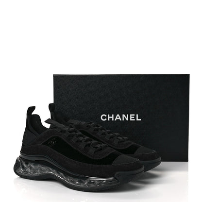 Chanel Suede Calfskin Velvet Grosgrain CC Sneakers 39.5 Black 8 of 8