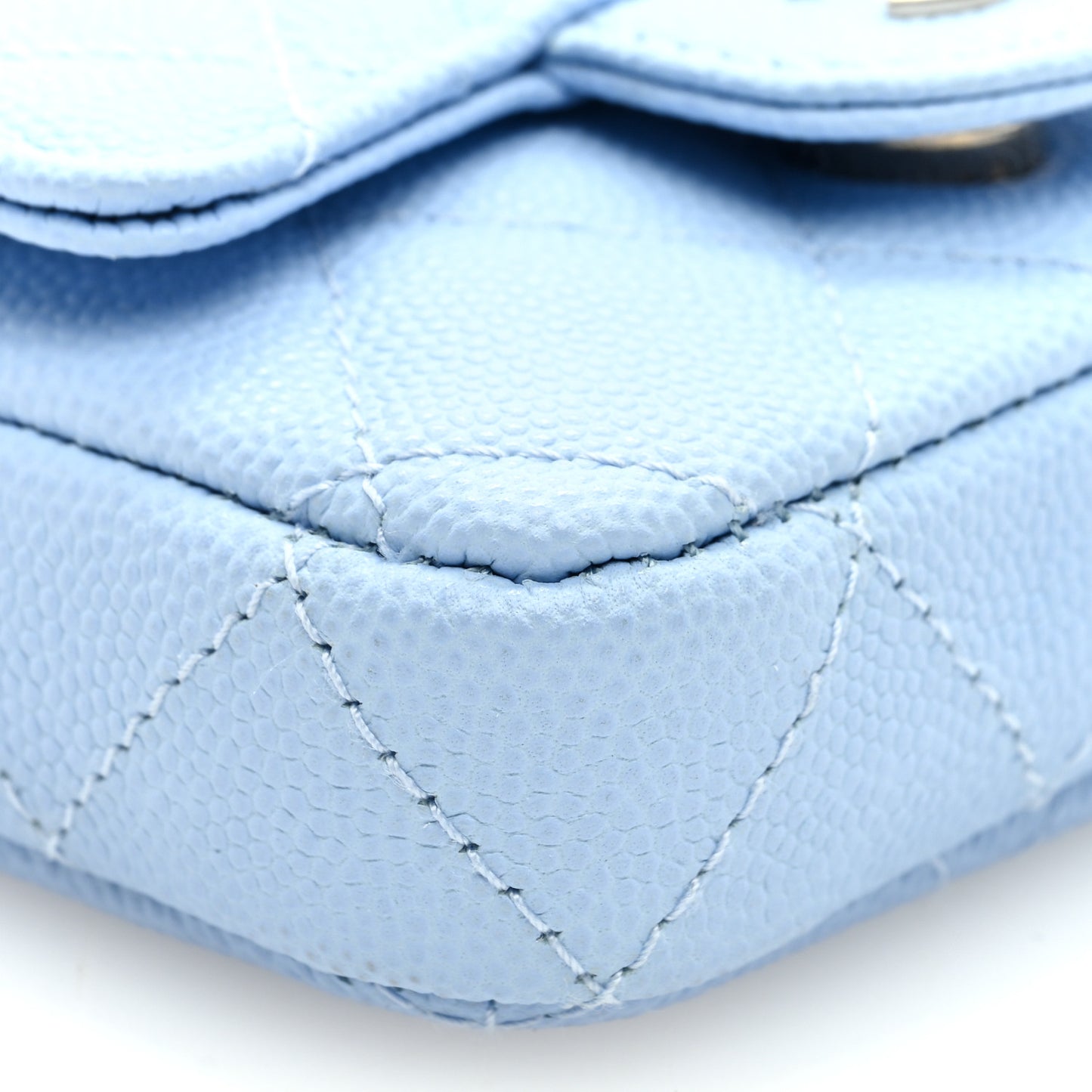 Caviar Quilted Mini Chain Belt Bag Light Blue