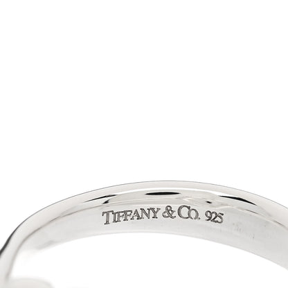 Tiffany Sterling Silver Diamond Elsa Peretti Open Heart Ring 49 4.75 4 of 5