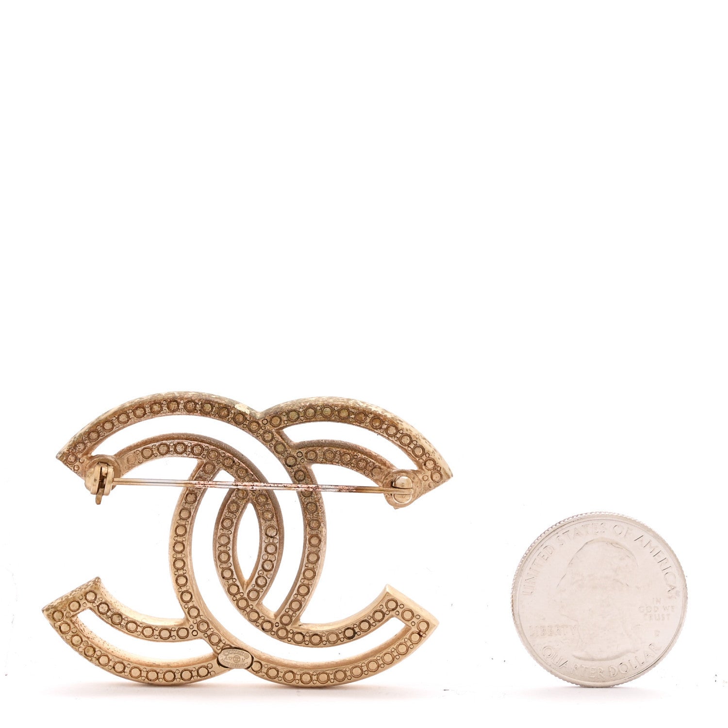 Chanel Crystal CC Brooch Gold 2 of 4