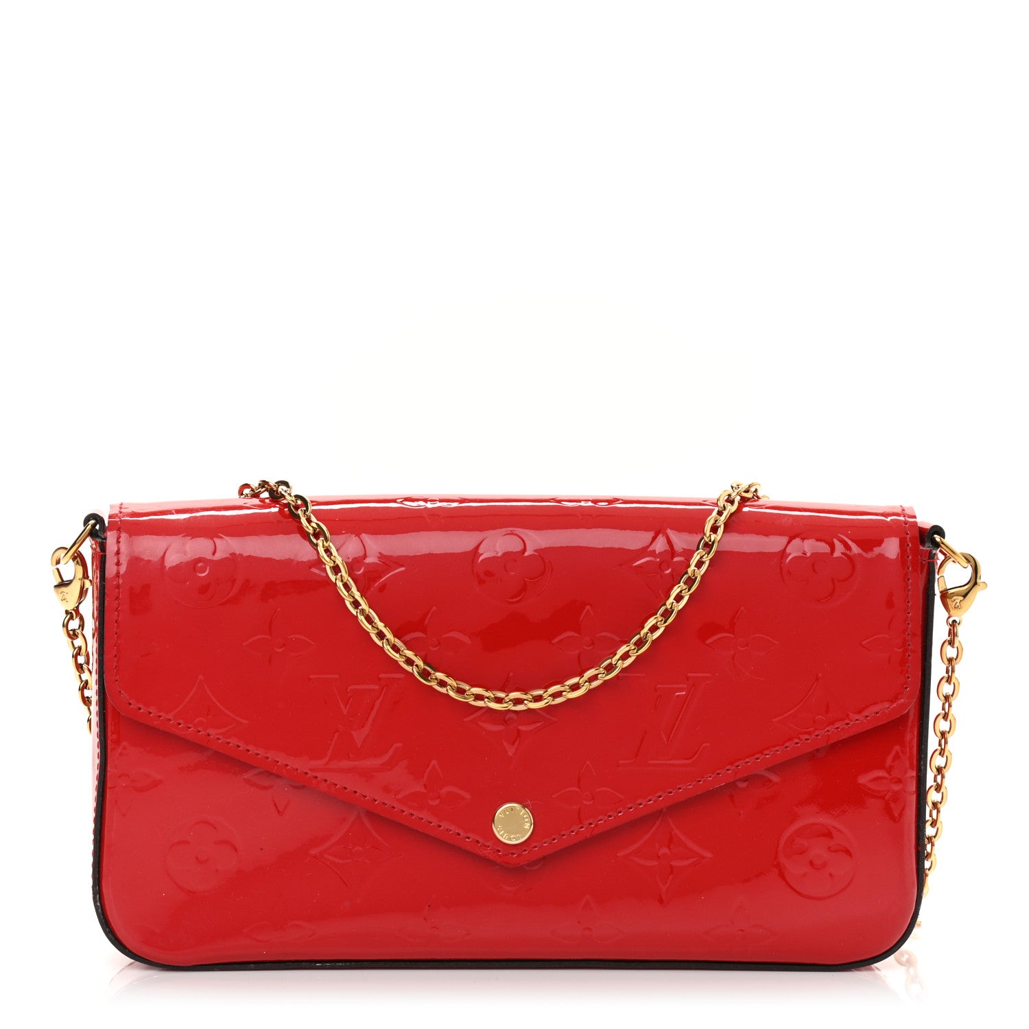 Louis Vuitton Vernis Felicie Pochette Chain Wallet Cherry 3 of 9