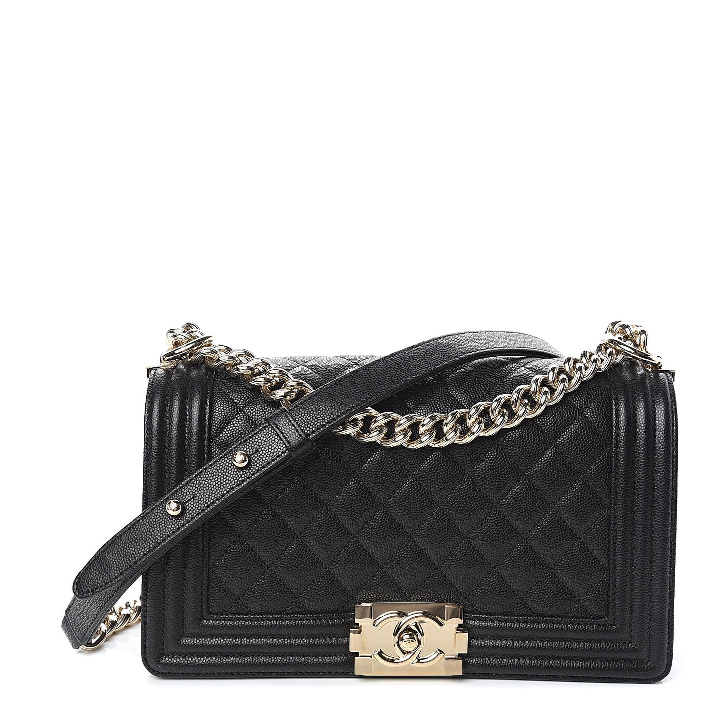 Caviar Quilted Medium Boy Flap Black