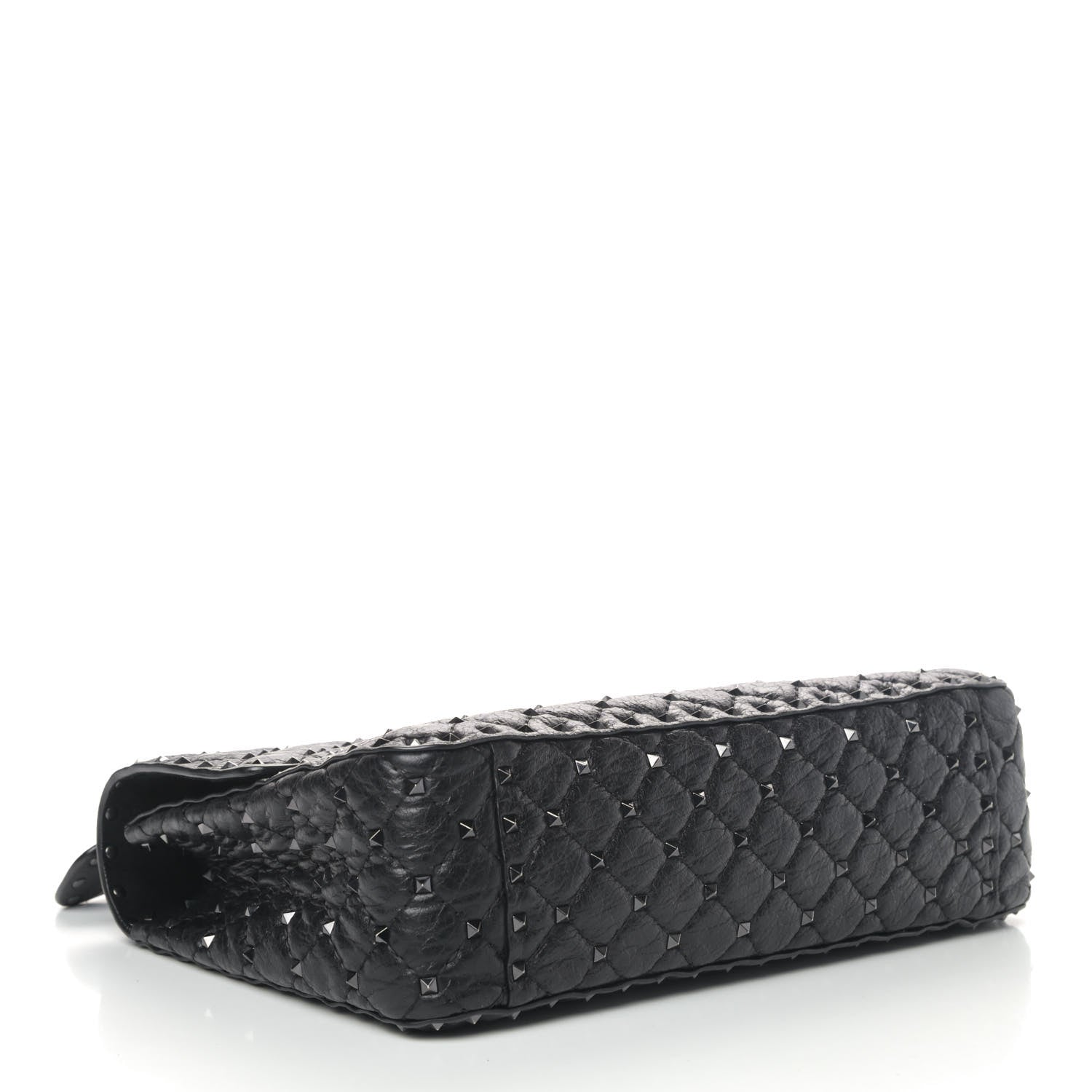 Valentino Garavani Craquele Nappa Large Rockstud Spike Shoulder Bag Black 3 of 4