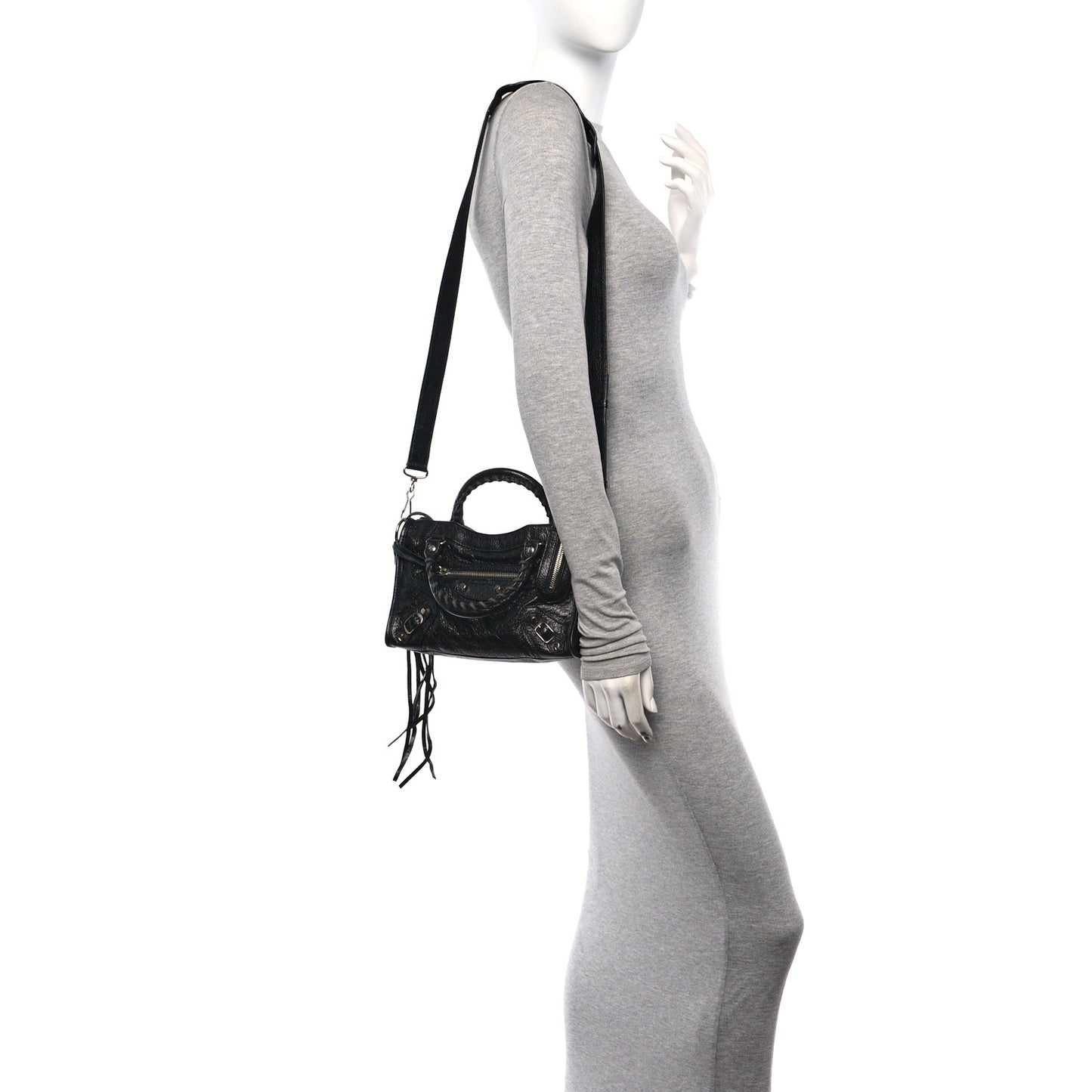 Agneau Classic Silver Hardware Mini City Black