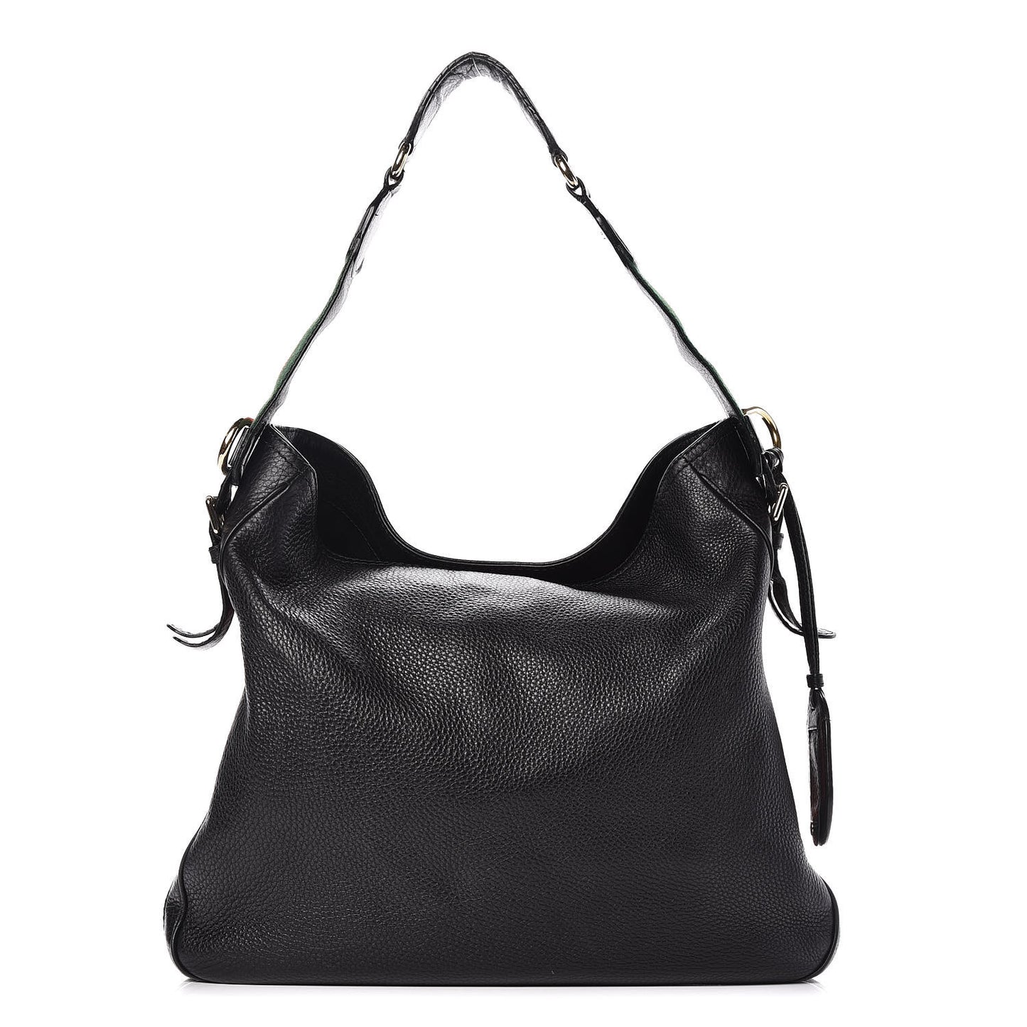 Pebbled Calfskin Medium Heritage Shoulder Bag Black