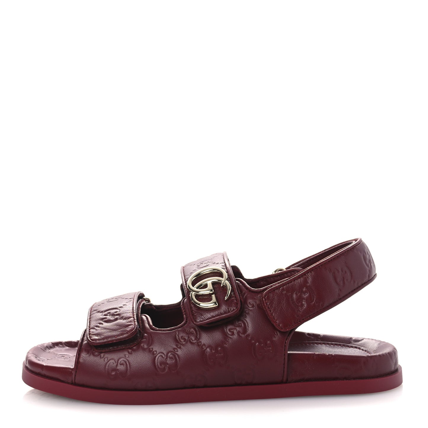 Guccissima GG Embossed Womens Sandals 38 Rosso Ancora