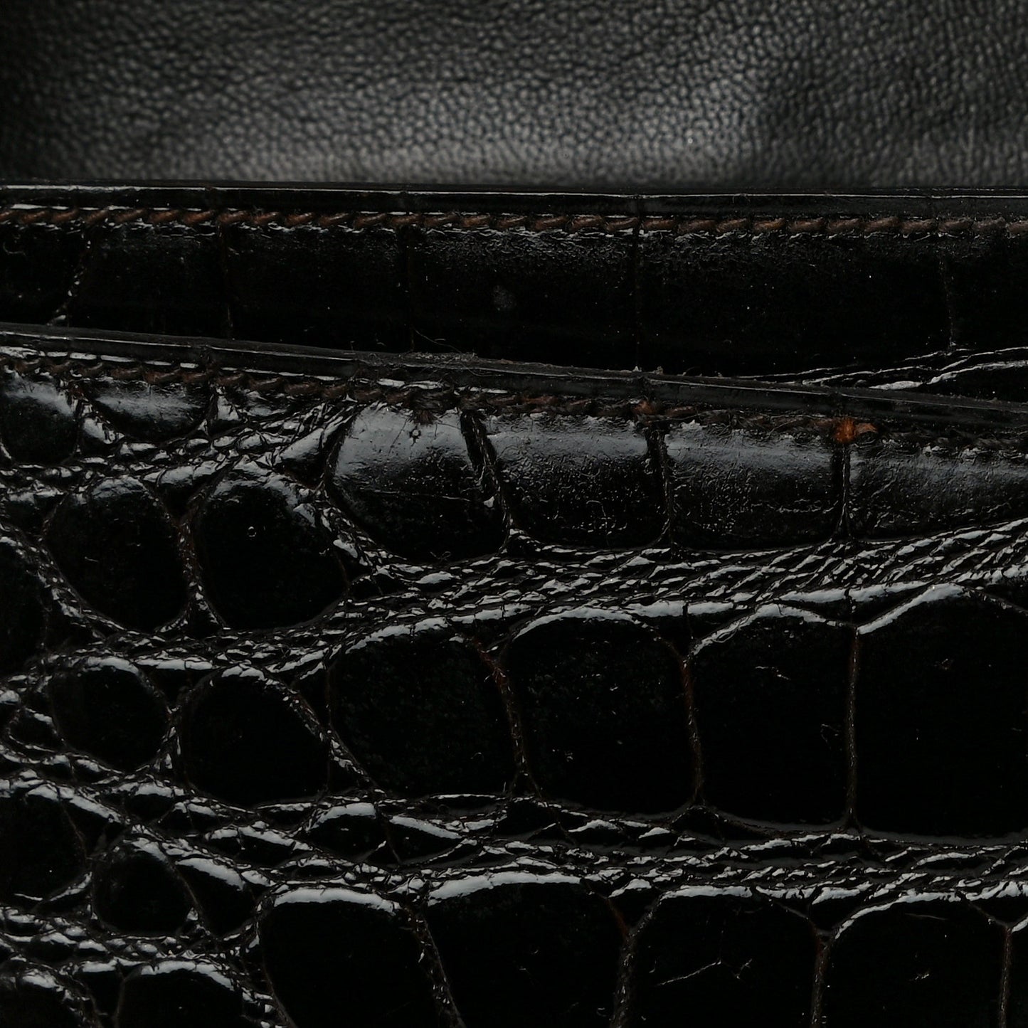 Shiny Porosus Crocodile Lydie Clutch Chocolate