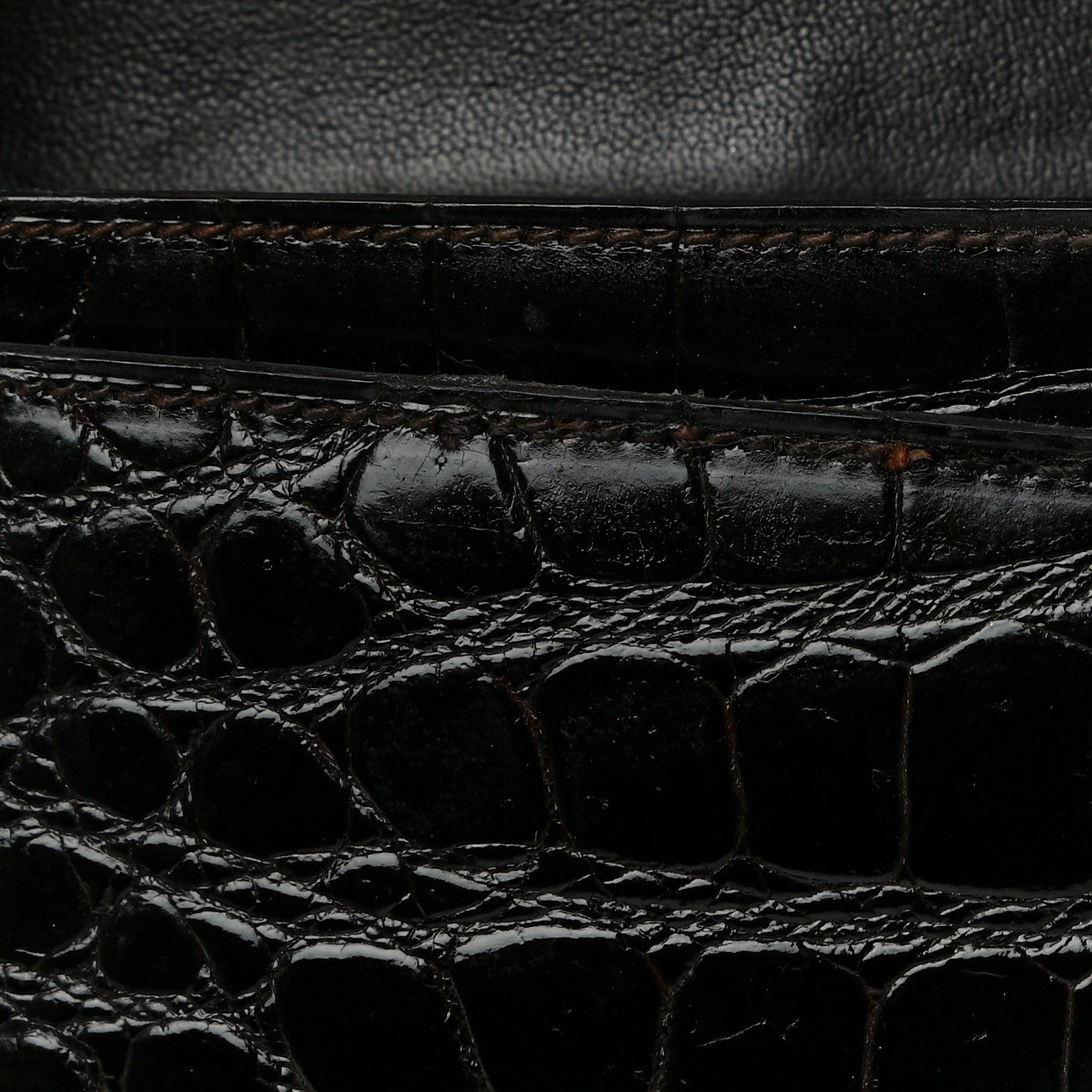 Hermes Shiny Porosus Crocodile Lydie Clutch Chocolate 15 of 18