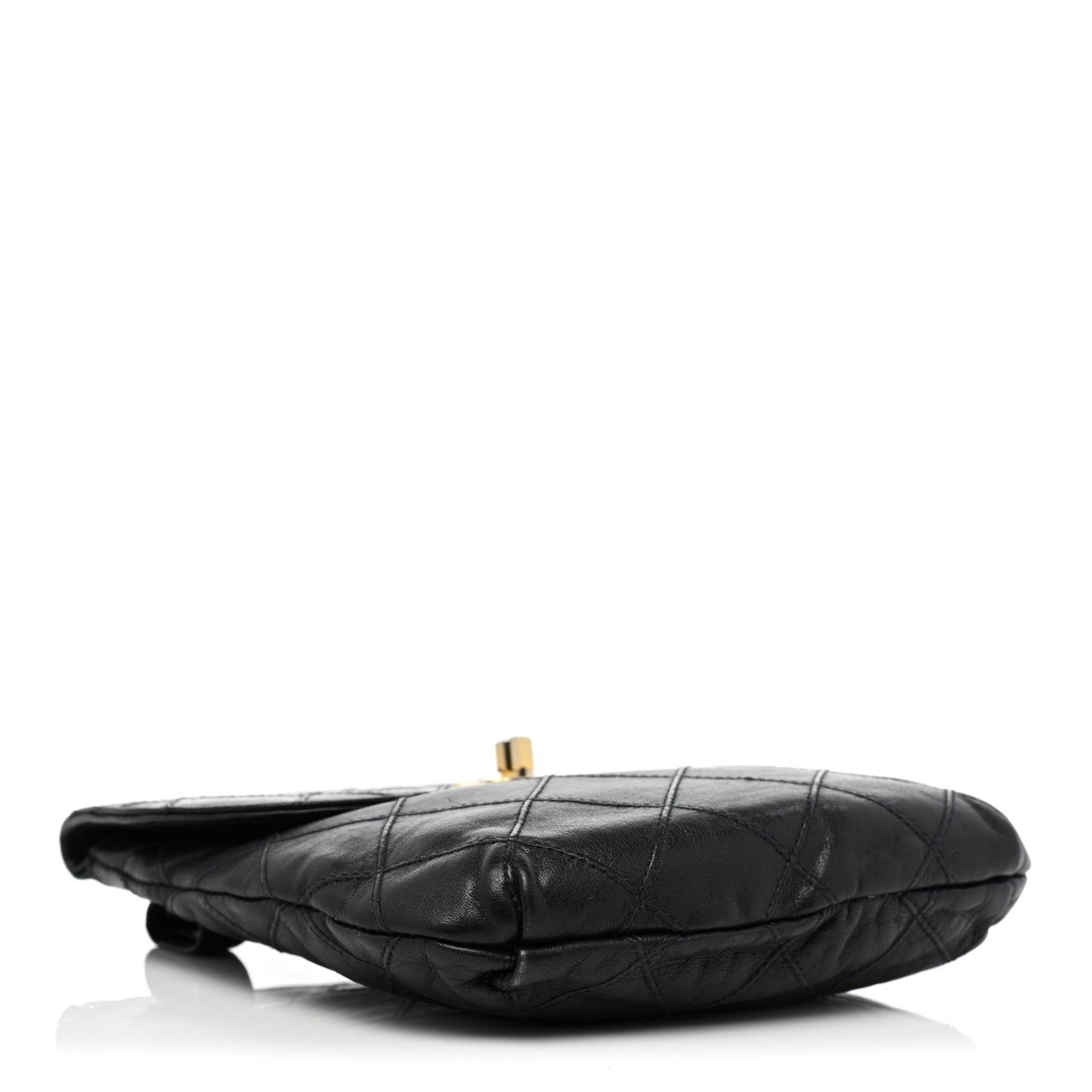 Lambskin Diamond Stitched Flap Waist Belt Bag 70 28 Black
