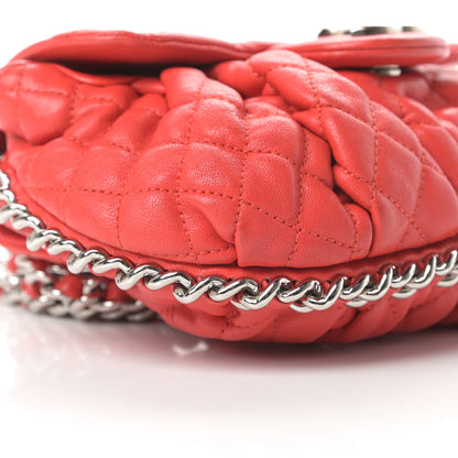 Chanel Washed Lambskin Quilted Mini Chain Around Messenger Red 9 of 15