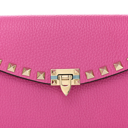 Valentino Garavani Grainy Calfskin Rockstud Flip Lock Wallet With Chain Pink PP 8 of 10