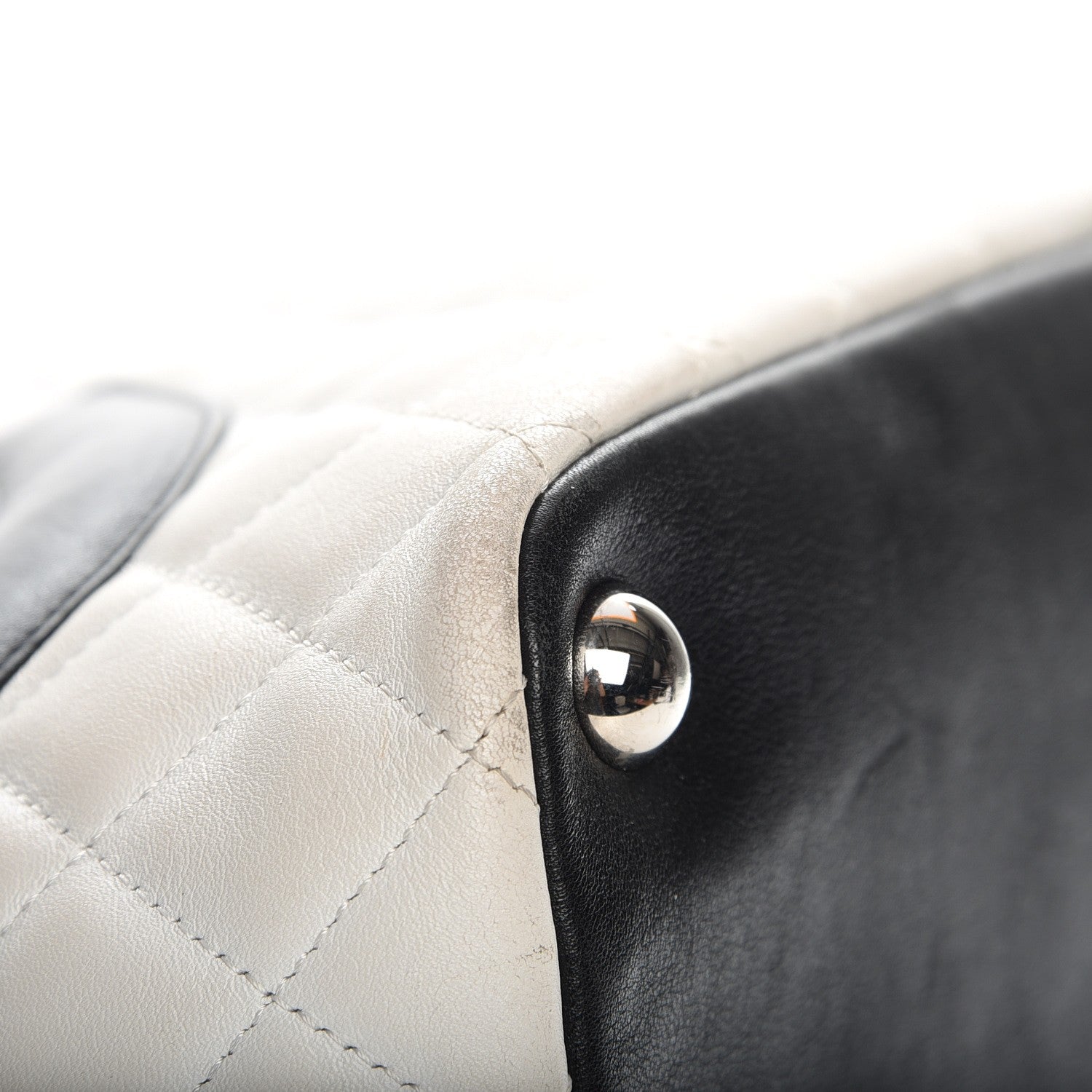 Chanel Calfskin Quilted Large Cambon Tote White Black 13 of 13