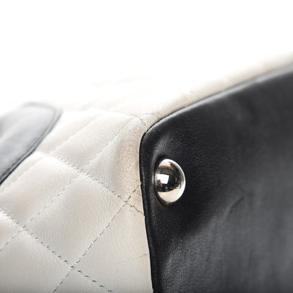 Chanel Calfskin Quilted Large Cambon Tote White Black 13 of 13
