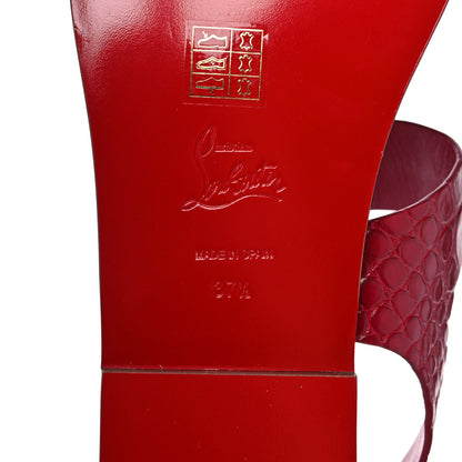 Christian Louboutin Calfskin Alligator Embossed Cubongo Flat Sandals 37.5 Persan 6 of 11